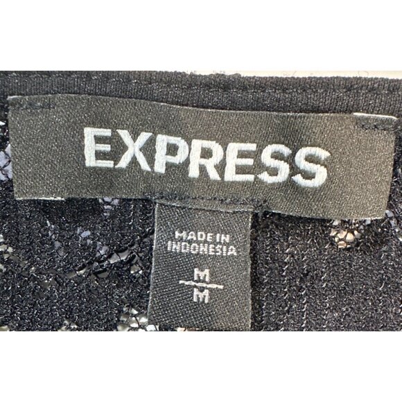 Black Lace Long-Sleeve Midi Sheath Dress By Express - Nylon/Spandex Blend With B - Picture 3 of 9